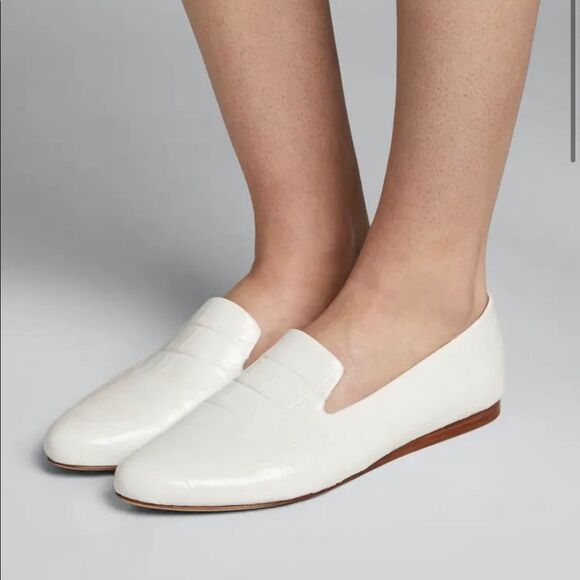 NEW Veronica Beard Griffin White Loafers Sz 9 Croc Preppy Coastal Work Resort - Picture 7 of 9